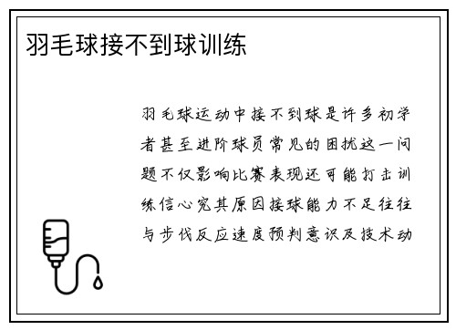羽毛球接不到球训练